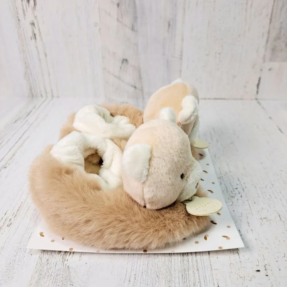 Doudou Et Compagnie Paris Brown Bear Booties Baby Crib Shoes Soft Fur 0/6 Months